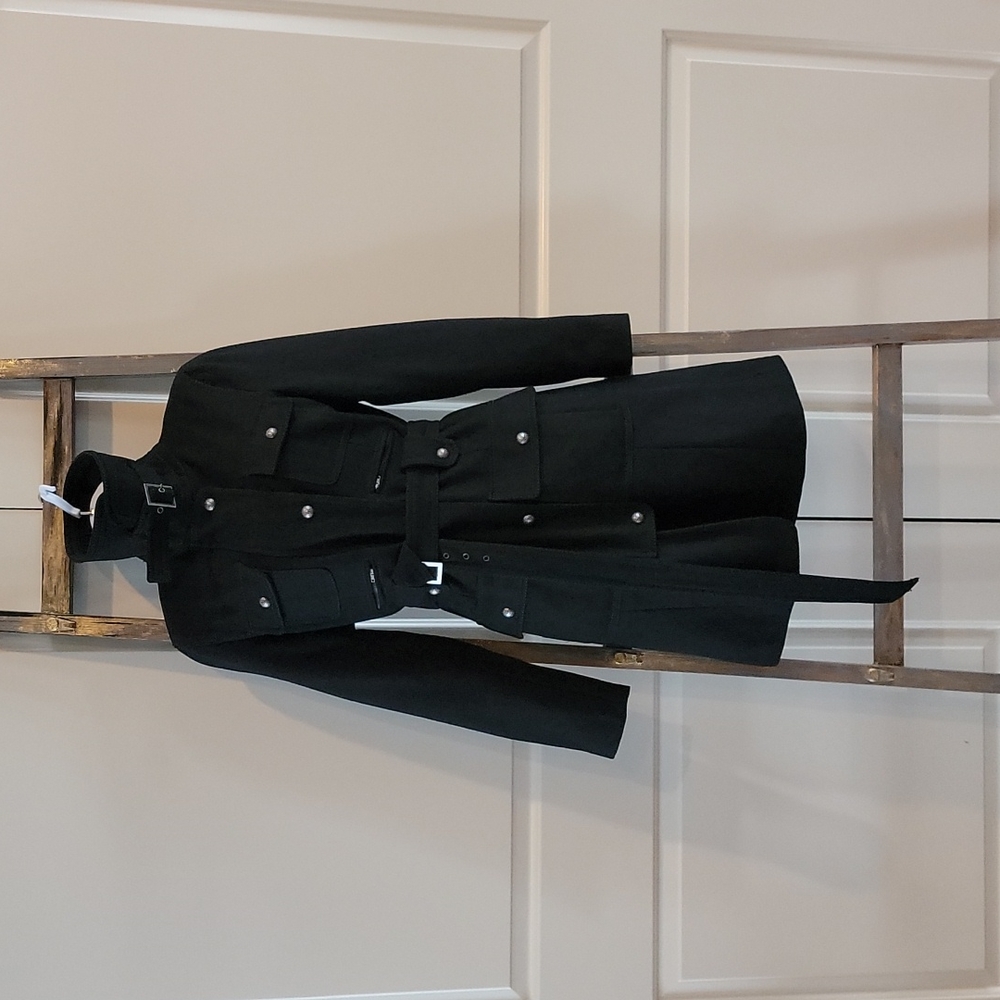 Giacca pea coat, sz small, black